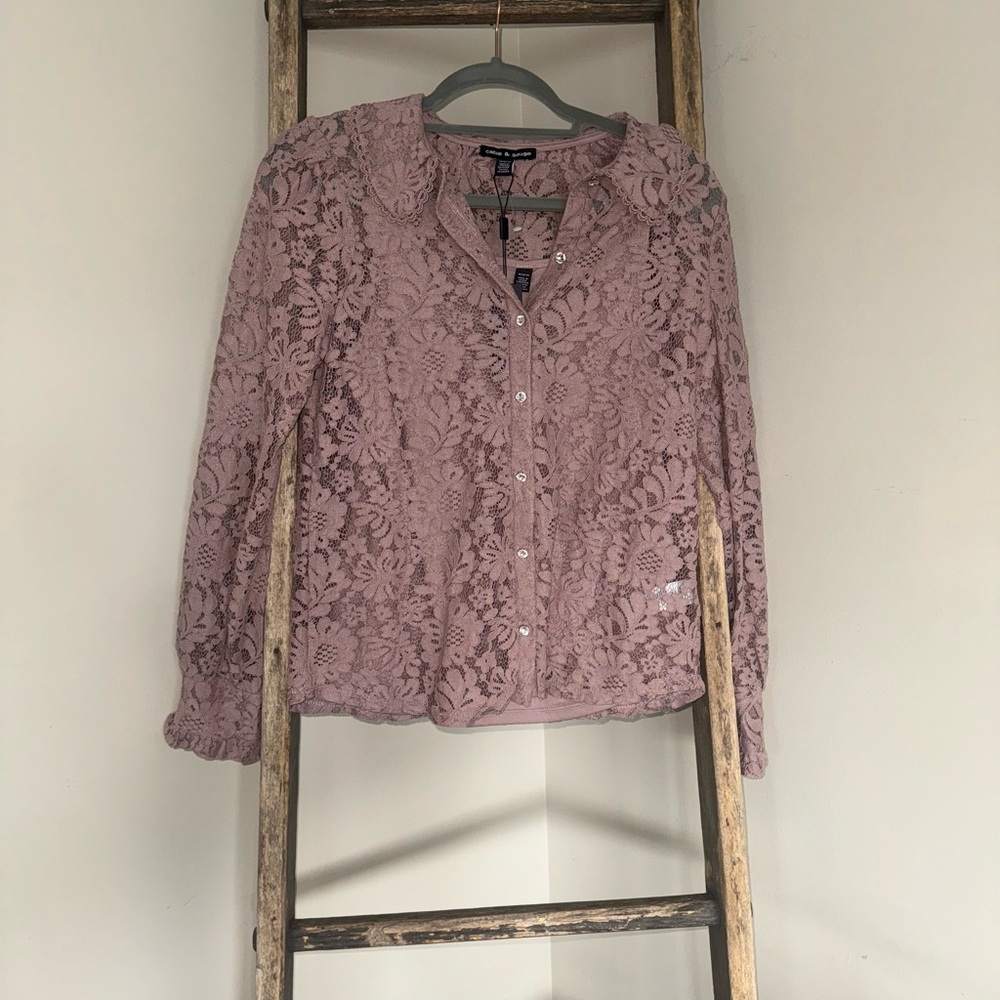 Cable & Gauge NWT Lace Blouse With Tank Top Liner Medium